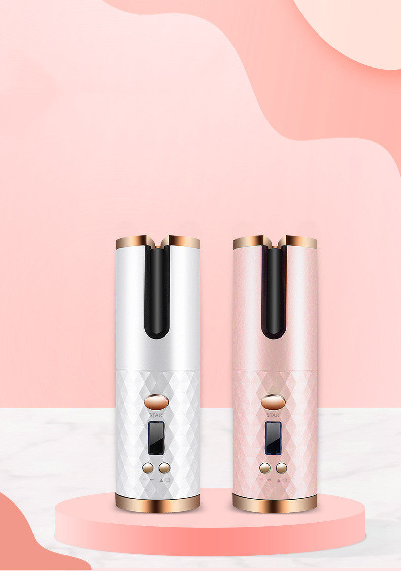 Rechargeable Automatic Hair Curler – Cordless Ceramic Curling Iron with LCD Display